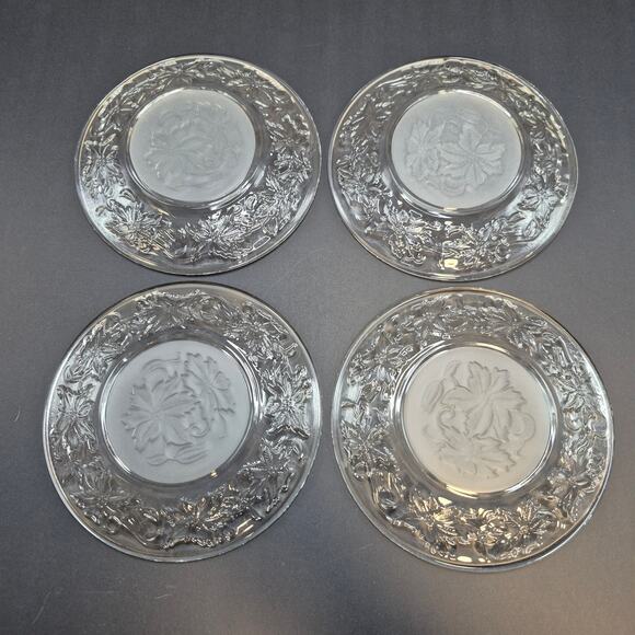 Princess House Fantasia 6-inch Bread Plates Frosted Center Set of 4 Plates - Picture 2 of 6